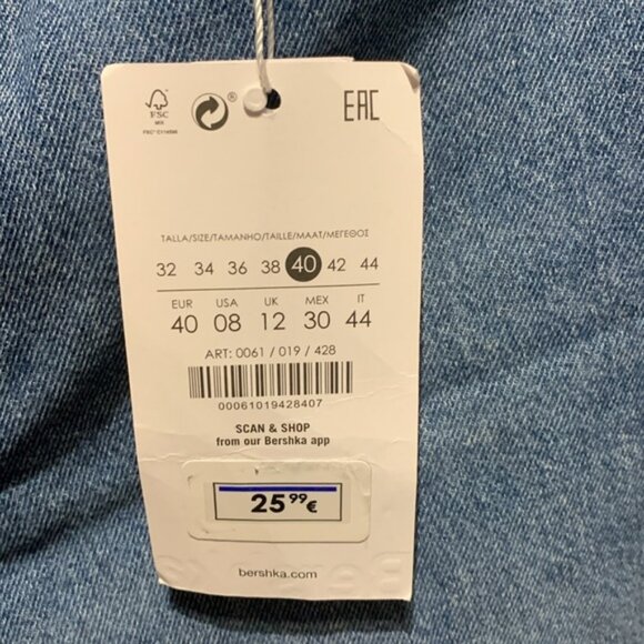 Bershka Blue Cullotte Jeans size 8 - Picture 3 of 3